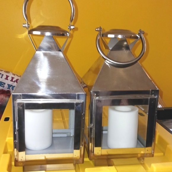 Lantern Boxes Decor Metal and Glass with Candles - Picture 6 of 11